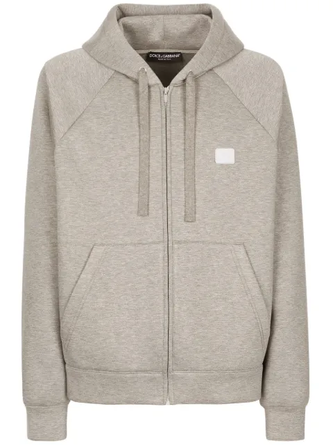 Dolce & Gabbana logo-appliqué zip-up hoodie Grey G9ATOTHU7JW