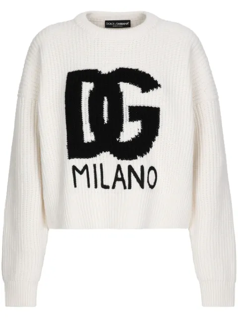 Dolce & Gabbana DG logo knit jumper White FXW02ZJCVC2