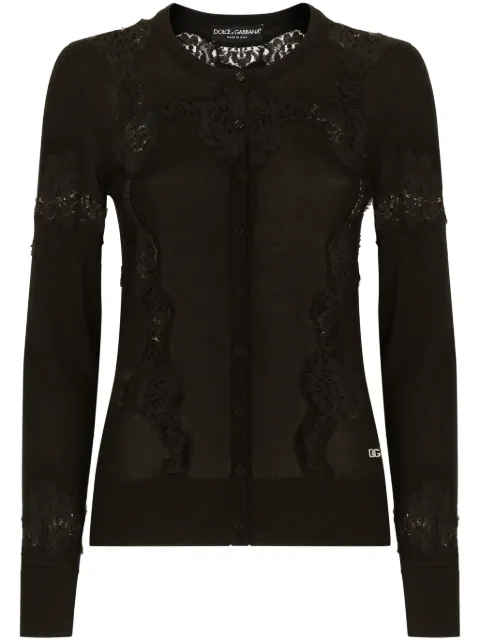 Dolce & Gabbana lace-detail panelled cardigan Black FXV05TJEMO7