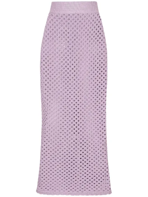 Dolce & Gabbana crochet-knit high-waist skirt Purple FXO06TJFMBY