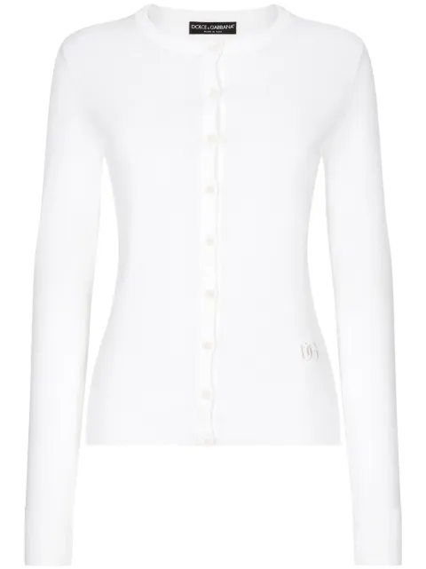 Dolce & Gabbana DG-embroidered fine-knit cardigan White FXJ16ZJEMM0