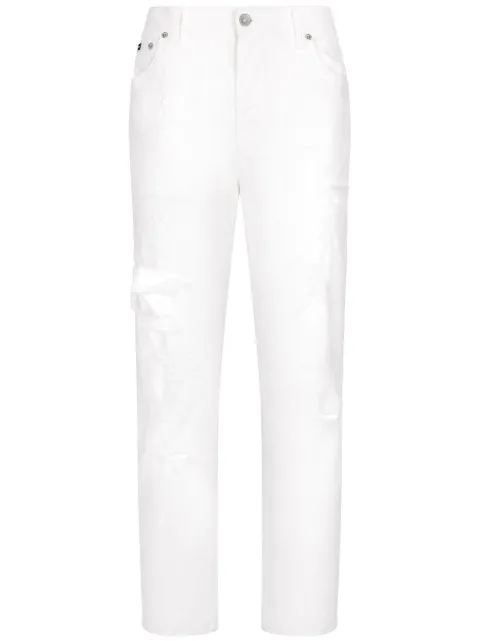 Dolce & Gabbana distressed-finish straight jeans White FTCBKDG8IB9