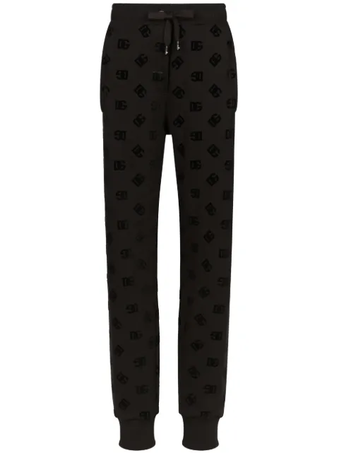 Dolce & Gabbana logo-flocked cotton track pants Black FTC25TGDB7F
