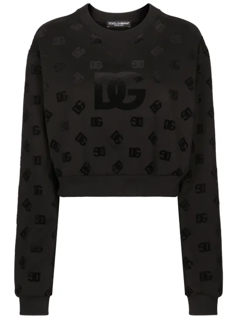 Dolce & Gabbana logo-print cotton sweatshirt Black F9R60TGDB7F