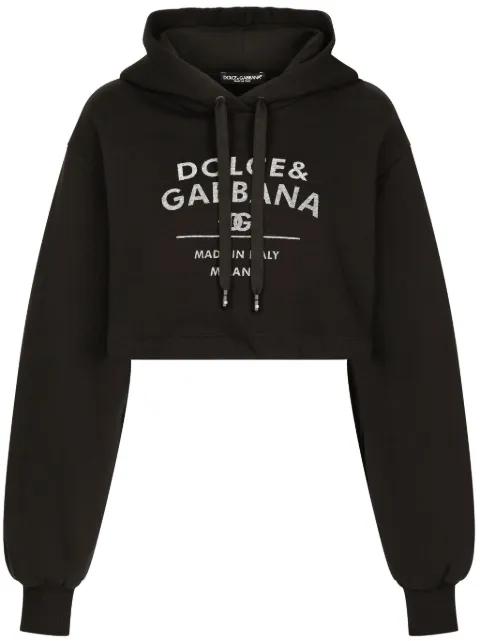 Dolce & Gabbana logo-print cotton-blend hoodie Black F9R32TGDB7EN0000