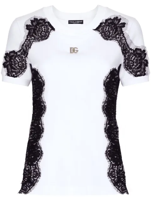 Dolce & Gabbana DNA lace-detailing T-shirt White F8N08TGDB7U
