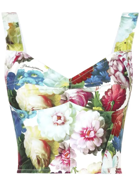 Dolce & Gabbana floral-print corset top White F7W98THS5Q2