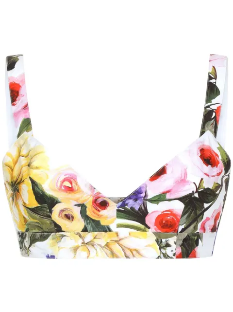Dolce & Gabbana floral-print cotton crop top Yellow F756LTHS5Q1