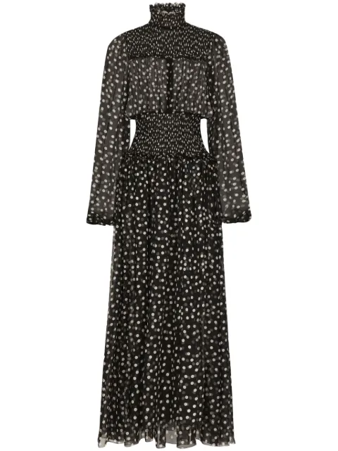 Dolce & Gabbana polka dot-print silk dress Black F6GADTHS1KD
