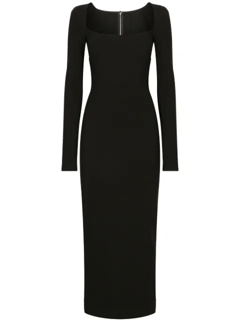 Dolce & Gabbana long-sleeve square-neck midi dress Black F6DLUTFUGN7