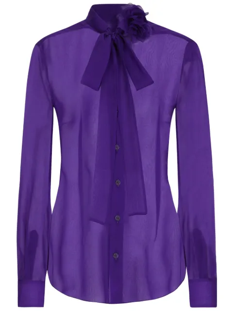 Dolce & Gabbana pussy-bow silk-chiffon blouse Purple F5R65TFU1HW