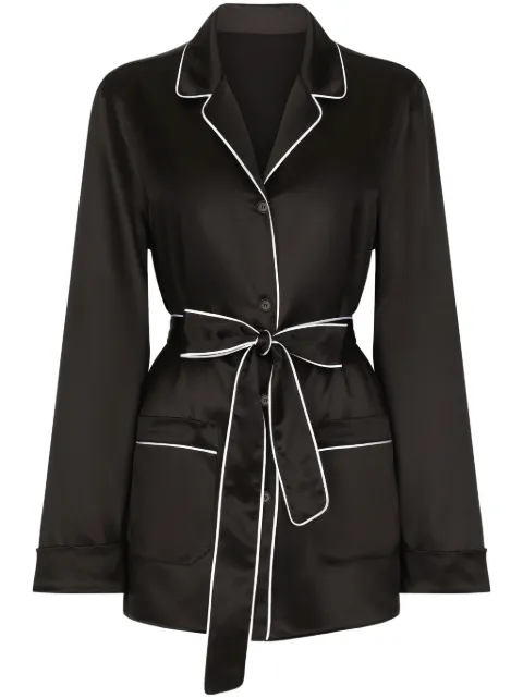 Dolce & Gabbana piped-trim silk shirt Black F5N53TFU1AU