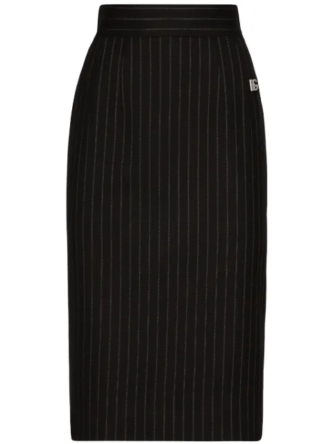 Dolce & Gabbana virgin wool-blend pinstripe midi skirt Black F4CTBTFRBDB