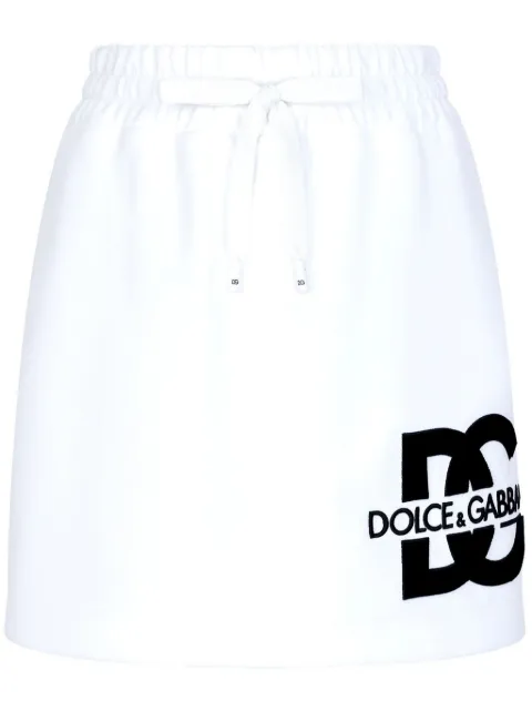 Dolce & Gabbana logo-print cotton-blend miniskirt White F4CSKZGDB7B