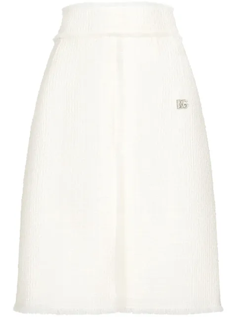 Dolce & Gabbana high-waist tweed skirt White F4CJHTGDCAW