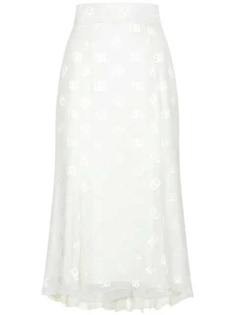 Dolce & Gabbana DG logo godet skirt White F4CCHTFJ9AF