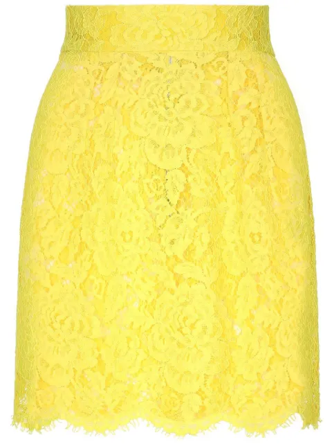 Dolce & Gabbana floral lace miniskirt Yellow F4B7LTHLM7L
