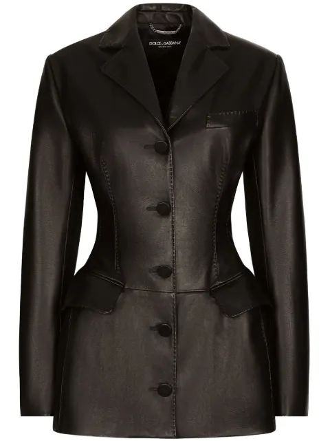 Dolce & Gabbana single-breasted leather blazer Black F29XYLHULUR