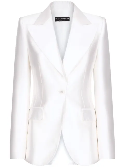 Dolce & Gabbana Turlington single-breasted silk blazer White F29UCTFU1L6