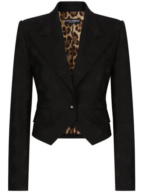 Dolce & Gabbana monogram-jacquard single-breasted blazer Black F29UATFJ2CI