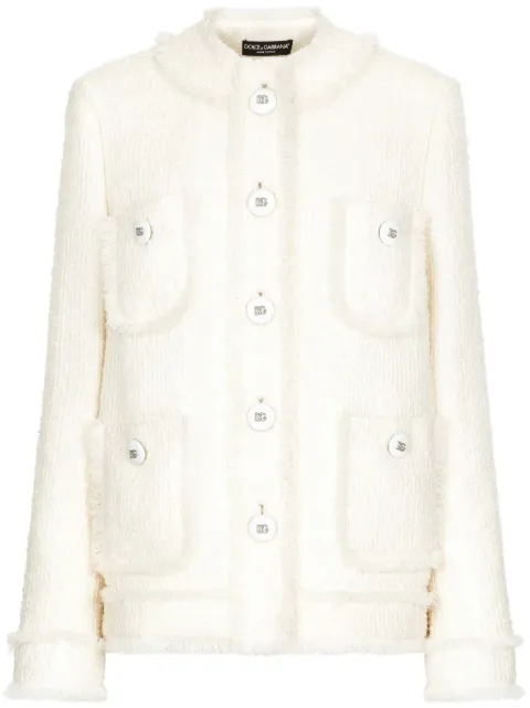 Dolce & Gabbana Rachel round-neck tweed jacket Neutrals F29TPTGDCAW