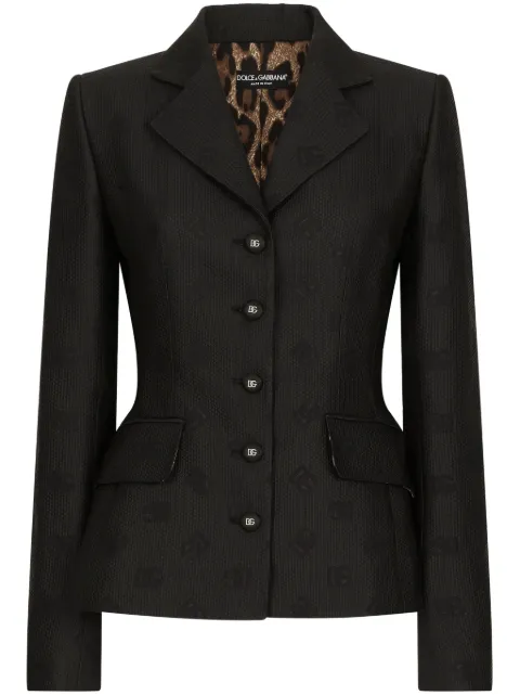 Dolce & Gabbana logo-jacquard single-breasted blazer Black F26CHTHJMOW