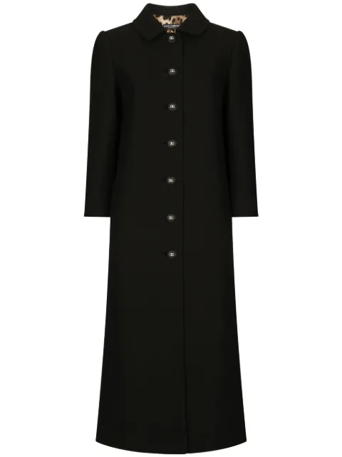 Dolce & Gabbana logo-button single-breasted coat Black F0C3QTFUBFX