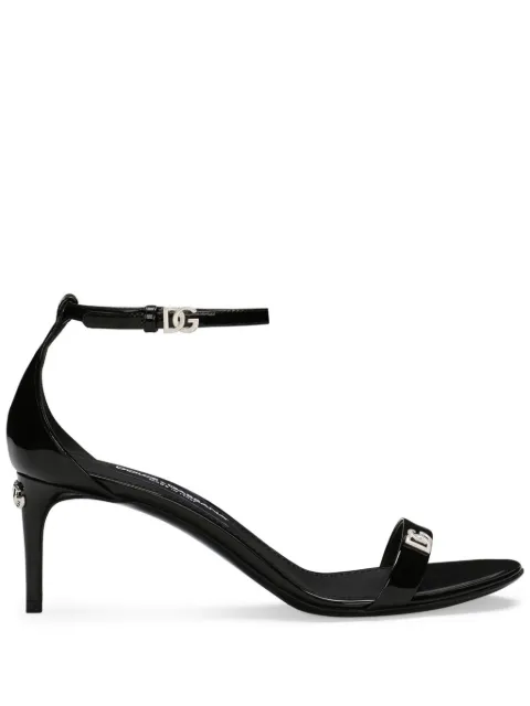 Dolce & Gabbana logo-plaque patent-leather sandals Black CR1677AP622