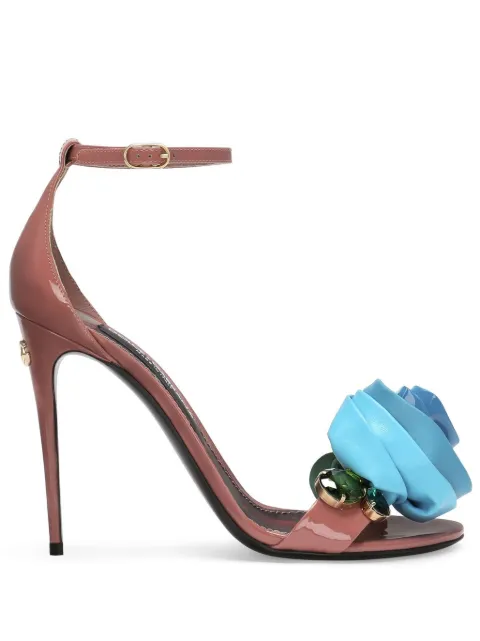 Dolce & Gabbana 105mm Keira floral-appliqué sandals Pink CR1668AS438