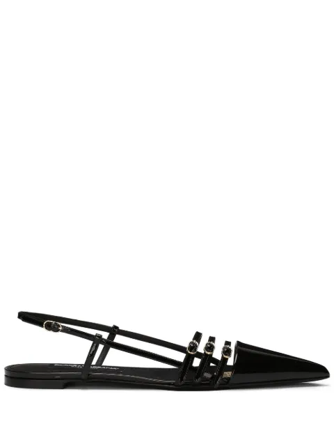 Dolce & Gabbana patent-finish leather ballerina shoes Black CG0719A1471