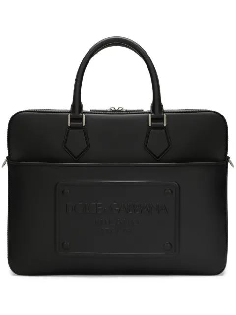 Dolce & Gabbana logo-embossed leather laptop bag Black BM2298AG218