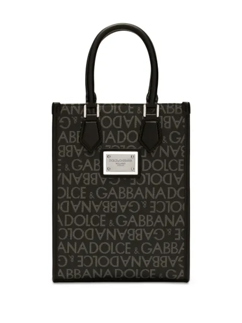 Dolce & Gabbana logo-print cotton-blend tote bag Black BM2123AJ705