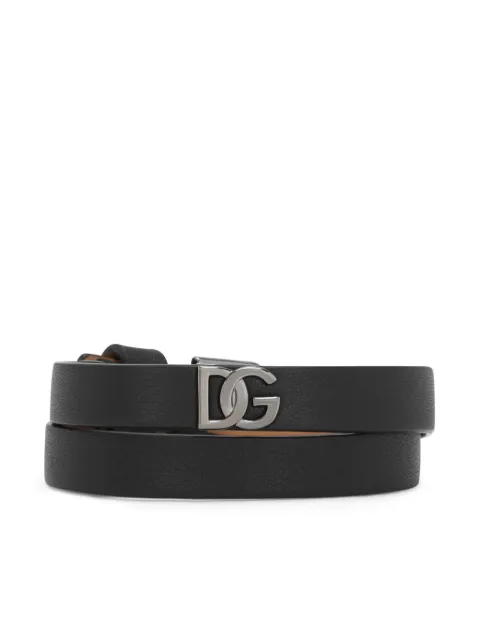 Dolce & Gabbana logo-plaque leather bracelet Black BJ0818AP599