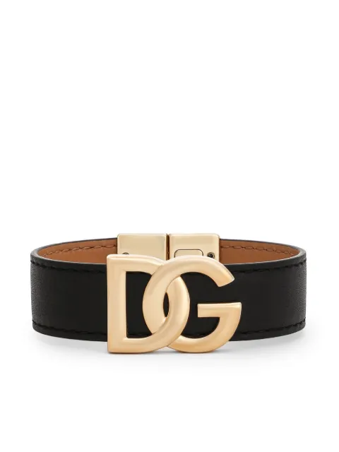 Dolce & Gabbana logo-plaque leather bracelet Black BJ0815AP599