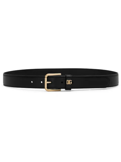 Dolce & Gabbana DG-plaque leather belt Black BE1636AW576