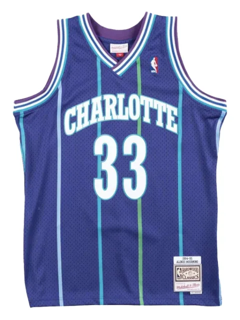 Mitchell & Ness "NBA Charlotte Hornets 94 Alonzo Mourning" Swingman Alternate jersey top Purple SMJYAC18010CHOPURP94AMO