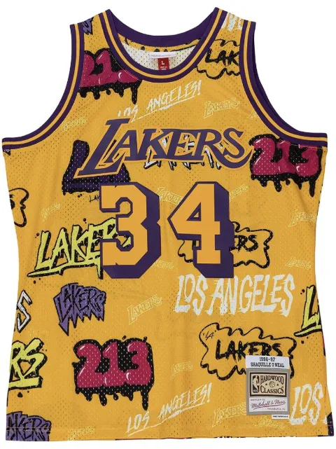 Mitchell & Ness "LA Lakers 1996 Shaquille O'Neal" Slap Sticker Swingman jersey vest top Yellow TFSM4768LAL96SONYELL
