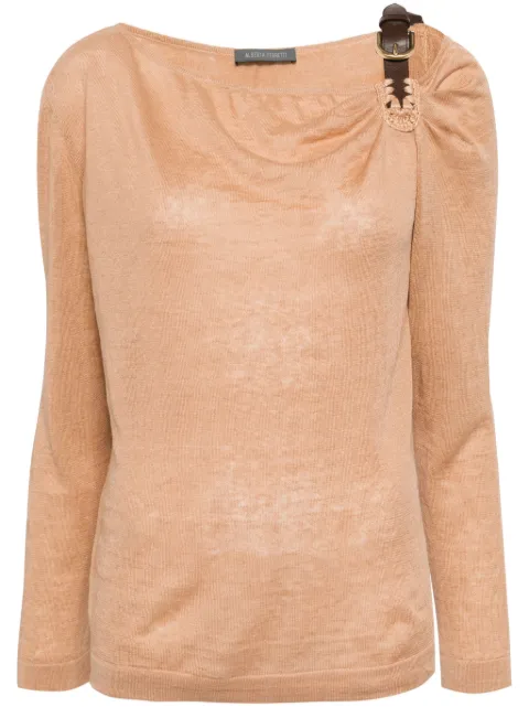 Alberta Ferretti buckle-detail linen top Brown A09120102