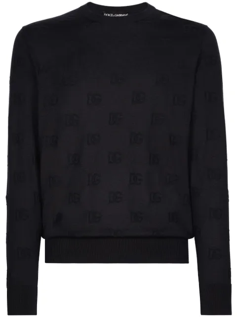 Dolce & Gabbana logo intarsia-knit silk jumper Blue GXX02TJAST6