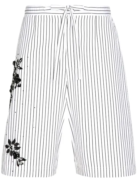 Dolce & Gabbana floral-detail striped bermuda shorts White GP08FZGH894