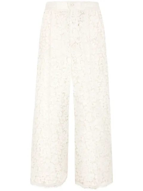 Dolce & Gabbana wide-leg floral-lace trousers White GP06KTFLM55