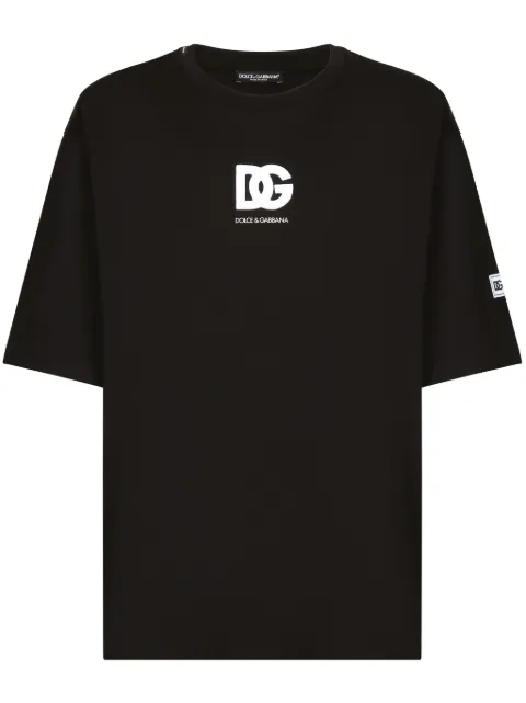 Dolce & Gabbana logo-patch cotton T-shirt Black G8PN9ZG7M2F
