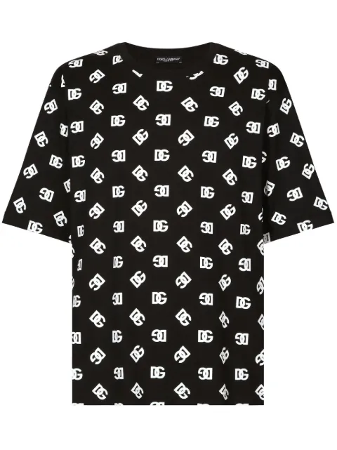 Dolce & Gabbana monogram-print cotton T-shirt Black G8PB8TG7L5E