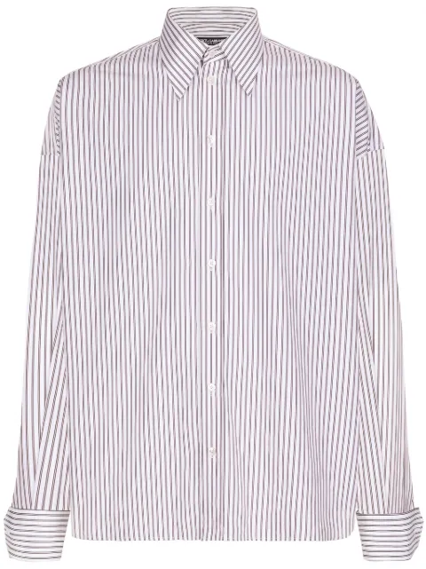 Dolce & Gabbana oversized striped cotton-poplin shirt White G5LU6TFR5ZP