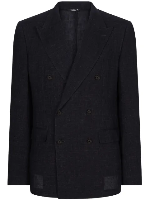 Dolce & Gabbana double-breasted linen blazer Blue G2QS7THUMHJ