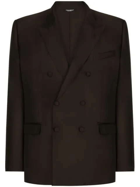 Dolce & Gabbana double-breasted silk blazer Brown G2NZ3TFU1S4