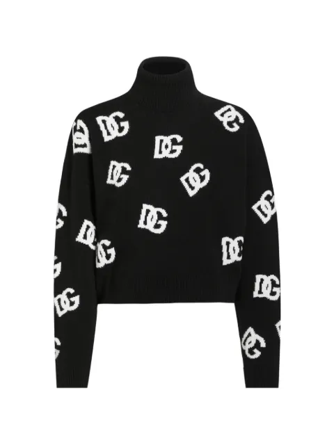 Dolce & Gabbana intarsia-knit logo virgin wool jumper Black FXW11TJAWXA
