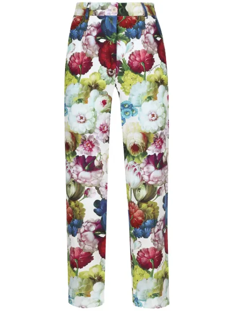 Dolce & Gabbana floral-print cropped trousers White FTC3FTHS5Q2