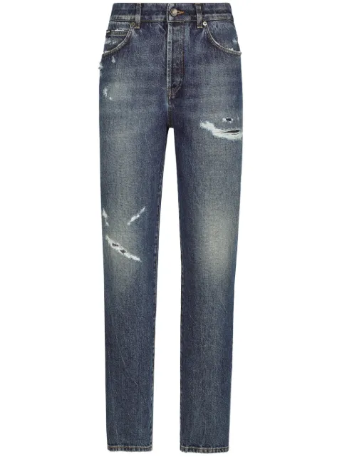 Dolce & Gabbana ripped-detail boyfriend-fit jeans Blue FTC3DDG8KQ9