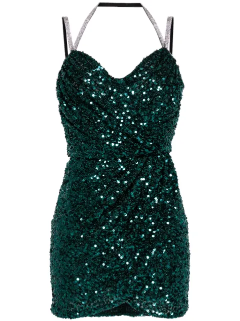 Dolce & Gabbana crystal-embellished sequinned mini dress Green F6DLAZFLUB3